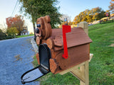 Amish Mailbox Bear Design Wooden With Metal Insert USPS Approved Mailbox Outdoor - Animal Shape + Cabins