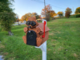 Pine Amish Mailbox Raccoon Design With Metal Insert USPS Approved Mailbox Outdoor - Animal Shape + Cabins