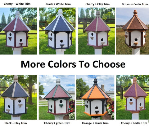 X-Large Bird House - 6 Nesting Compartments - Amish Handmade - Weather Resistant - Made of Poly Lumber - Birdhouse Outdoor