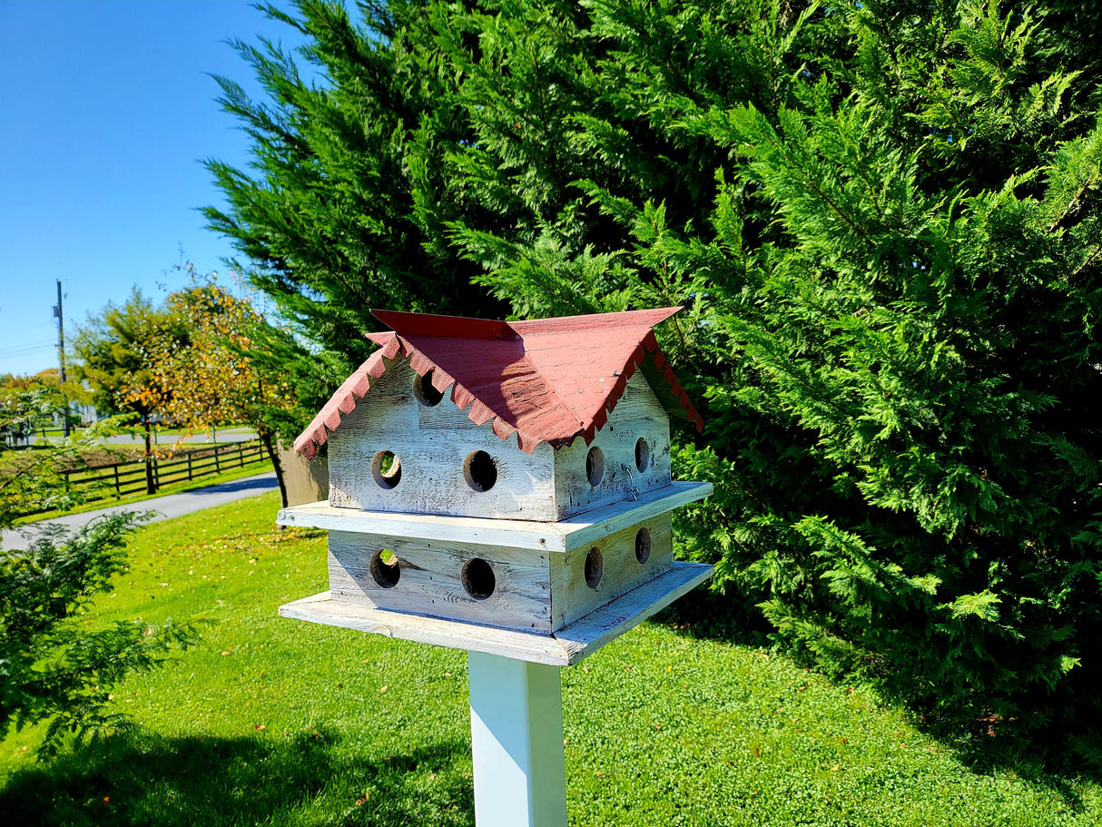 Martin Birdhouse - Amish Handmade Primitive Design - 10 Nesting Compartments -  Birdhouse outdoor - Purple Martin