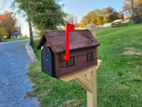 Rustic Mailbox Wooden Amish Handmade, With Metal Box Insert USPS Approved, Made With Rustic Reclaimed Lumber