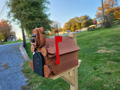 Amish Mailbox Bear Design Wooden With Metal Insert USPS Approved Mailbox Outdoor