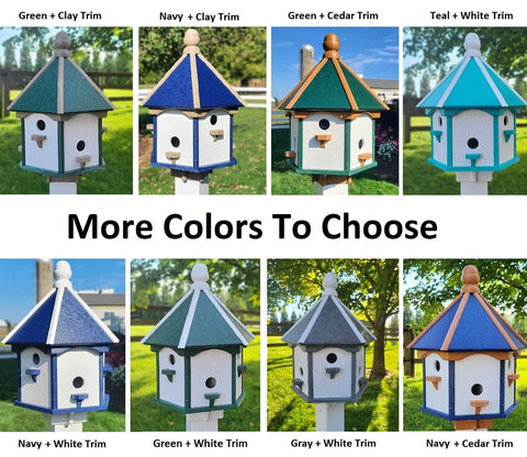 Bird House - Amish Handmade -  X-Large 6 Nesting Compartments -  Poly Lumber Bird House - Amish Outdoor Birdhouse