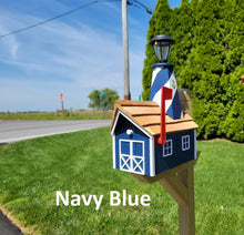 Load image into Gallery viewer, solar mailbox, lighthouse, Lighthouse mailbox, mailbox with lighthouse, unique mailboxes, large mailbox
