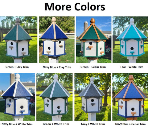 Birdhouse X-Large Amish Handmade, Poly Weather Resistant House With 6 Nesting Compartments