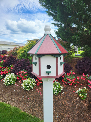 Holiday Colorful 6 Nesting Compartments Birdhouse, Amish Made, Weather Resistant Birdhouse Outdoor