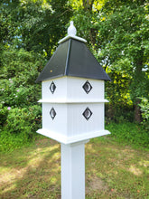 Load image into Gallery viewer, Birdhouse Handmade Choose Roof Color X-Large 2 Story 8 Nesting Compartments Vinyl PVC Bird House With Metal Predator Guards.
