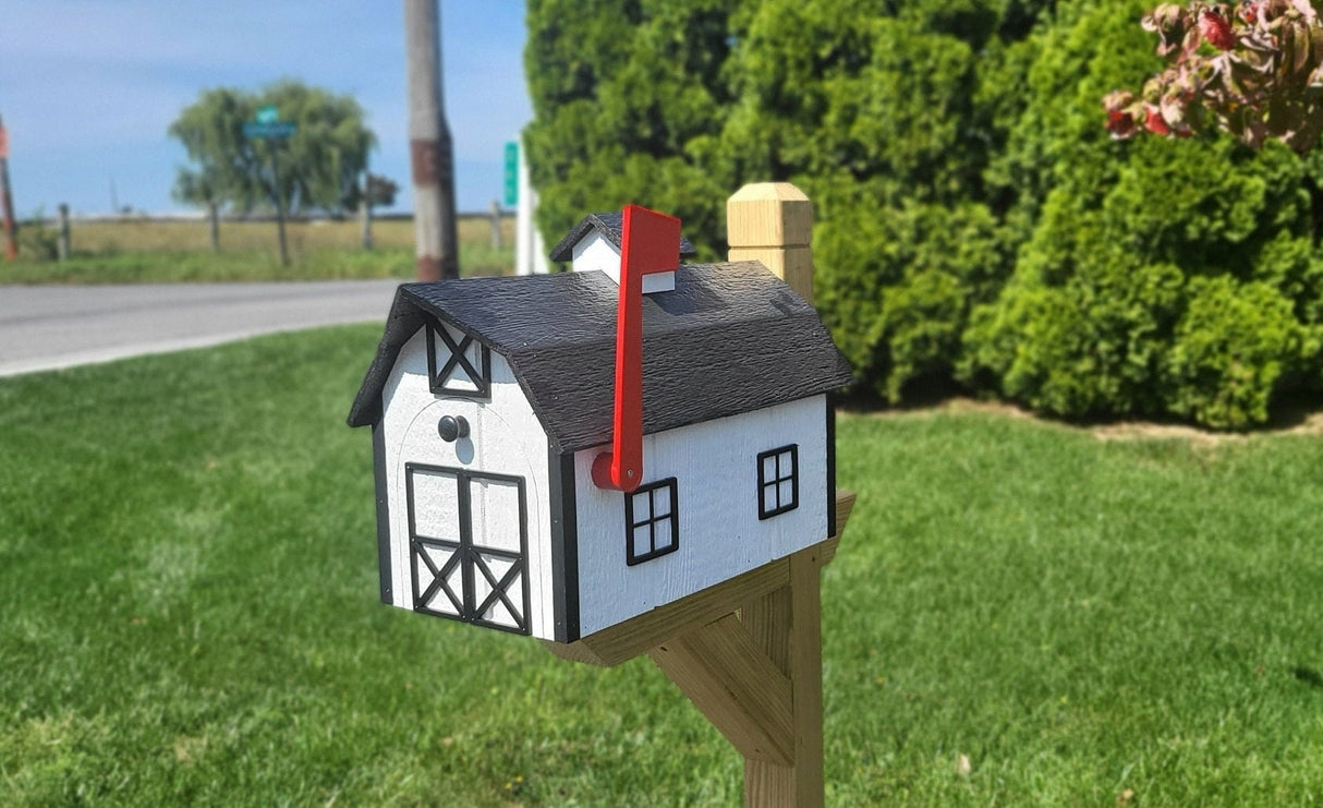 Amish Mailbox - Handmade - Dutch Barn Style - Wooden - Color Options - Barn Mailboxes Wood