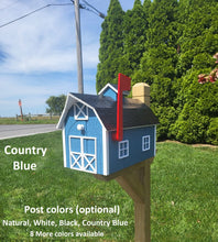 Load image into Gallery viewer, Dutch Amish Mailbox Handmade Wooden, Choose Your Color, Amish Made Mailbox With Red Flag and Black Roof
