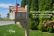 Load image into Gallery viewer, Amish Mailbox - Handmade - Barn Style - Wooden - Tall Prominent Sturdy Flag - With Cedar Shake Shingles Roof - Amish Outdoor Mailbox
