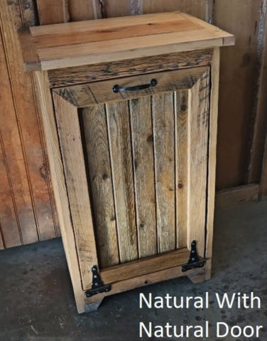 Wood Trash Bin, Tiltout Trash Can Cabinet Amish Handmade, Wood Storage Recycling Bin