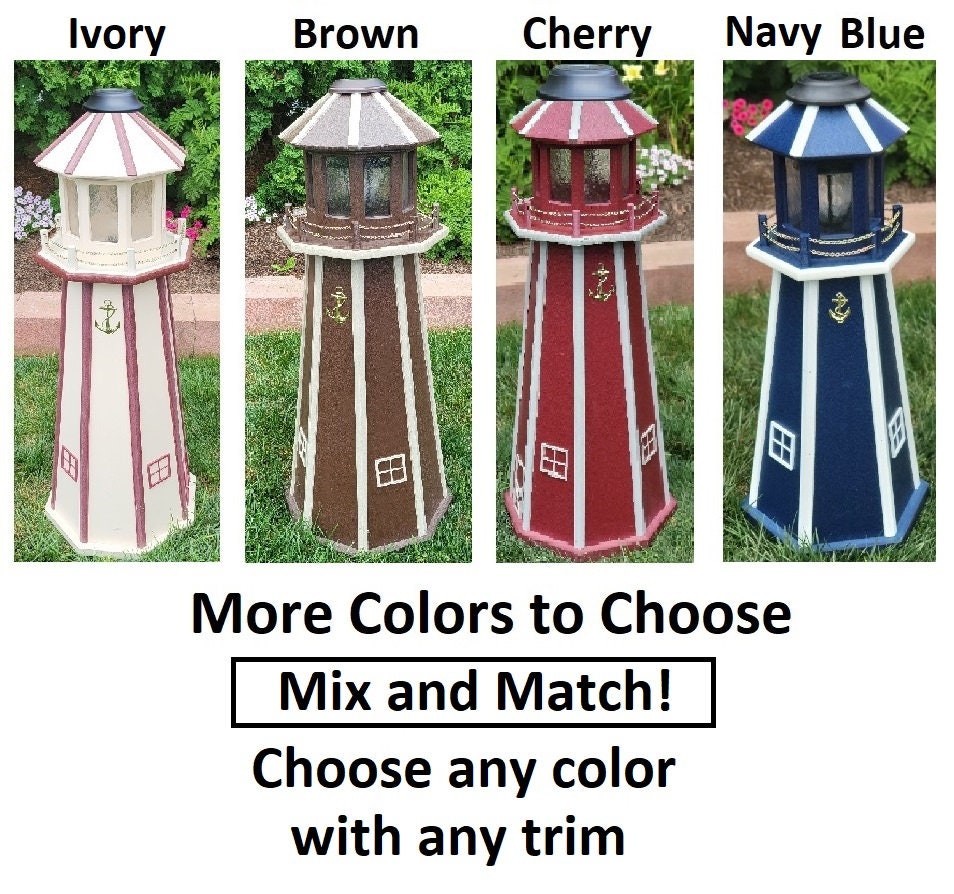 Solar Lighthouse Amish Made  - Poly - Garden Decoration