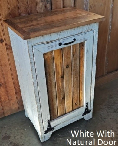 Wood Storage Cabinet, Tiltout Trash Can, Recycling Bin, Amish Handmade, Garbage Can