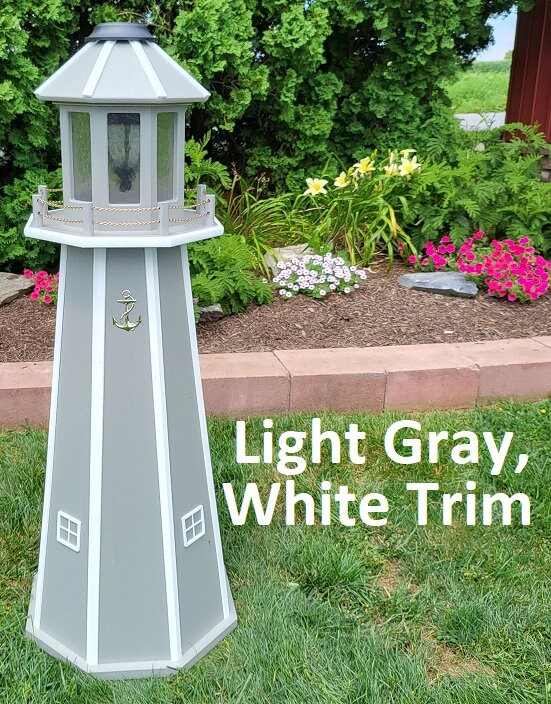 Backyard Solar Lighthouse - Poly Made - Amish Handmade - Garden Decoration