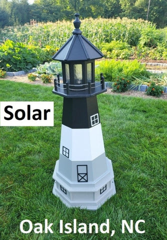 Oak Island Lighthouse - Solar - Amish Made - Landmark Replica - Backyard Decor
