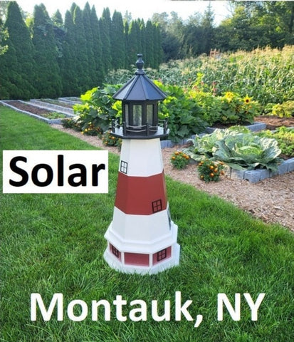 Montauk Lighthouse - Solar - Amish Made - Landmark Replica - Backyard Decor