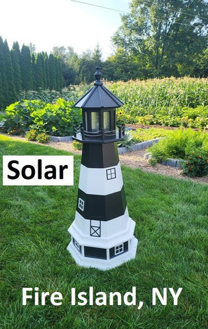 Fire Island Lighthouse - Solar - Amish Made - Landmark Replica - Backyard Decor