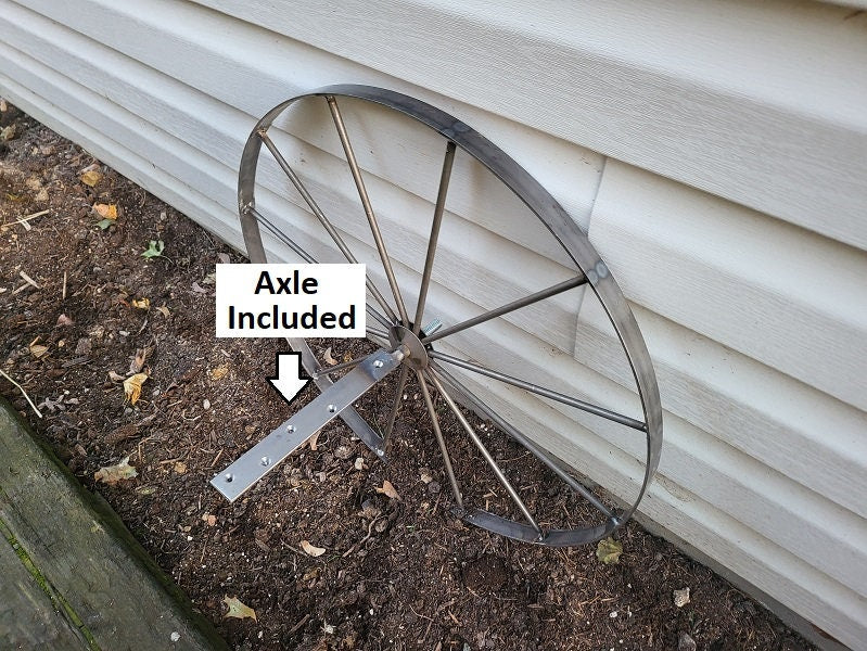 Metal Cart  Wheels  - Wagon Wheels - Spoke Metal Wheels- Antique Wagon Wheels - Amish Handmade - Country Decor- Primitive - Garden Decoration