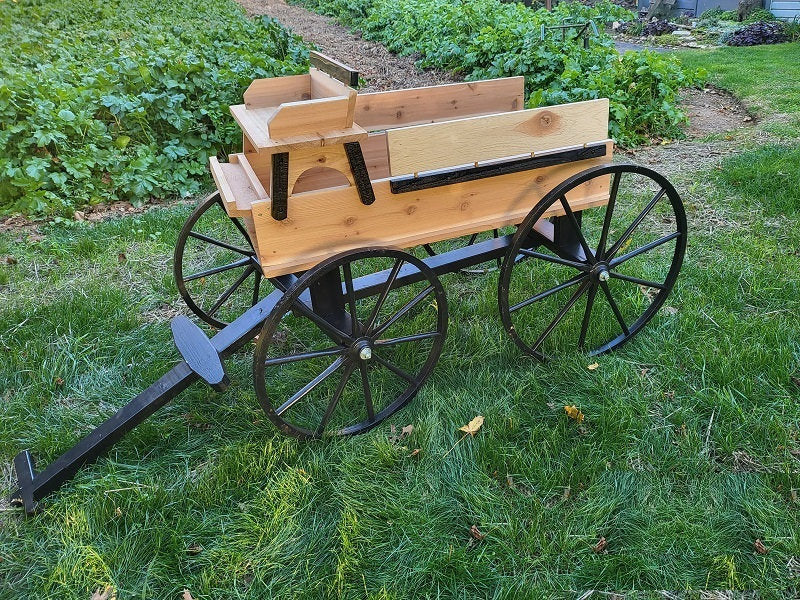 buckboard wagon, buggy wheels, primitive carriage, Amish handmade, Antique wood cart, rustic wooden cart, decorative, vintage, backyard décor