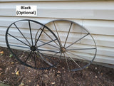 Metal Cart  Wheels  - Wagon Wheels - Spoke Metal Wheels- Antique Wagon Wheels - Amish Handmade - Country Decor- Primitive - Garden Decoration