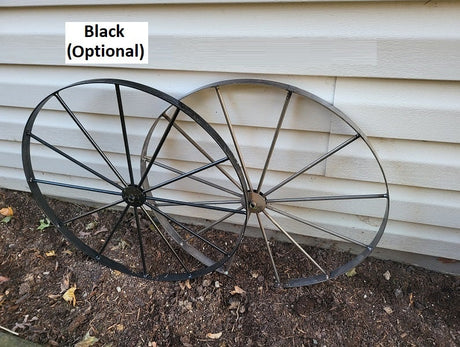 Metal Cart  Wheels  - Wagon Wheels - Spoke Metal Wheels- Antique Wagon Wheels - Amish Handmade - Country Decor- Primitive - Garden Decoration