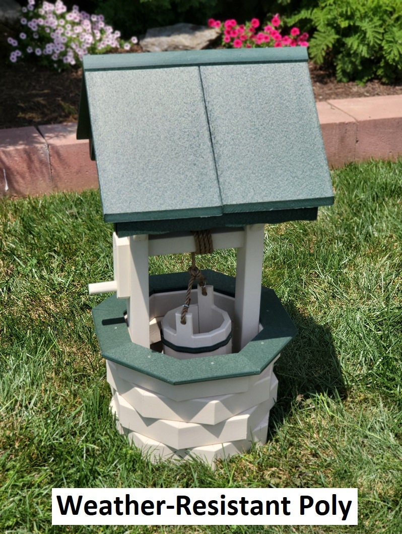 Garden Wishing Well- Yard Wishing Well - Poly - Amish Handmade - Wishing Wells