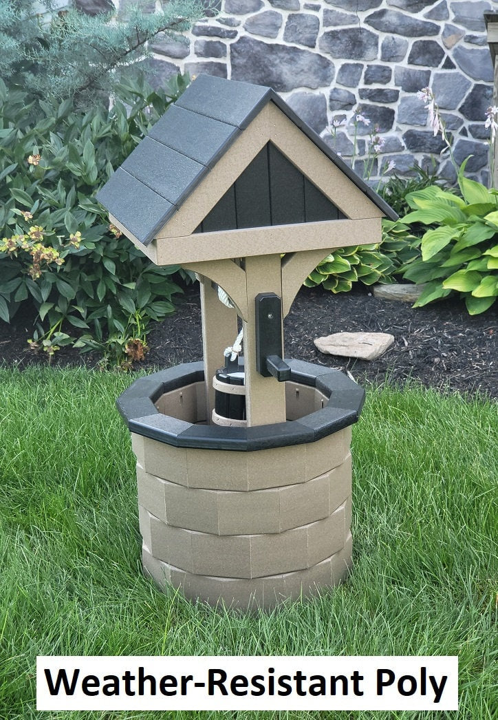 Garden Wishing Well- Yard Wishing Well - Poly - Amish Handmade - Wishing Wells